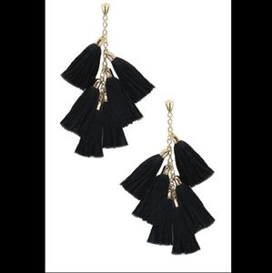 Ettika Day Dreamer Tassel Earrings in Black &Gold
